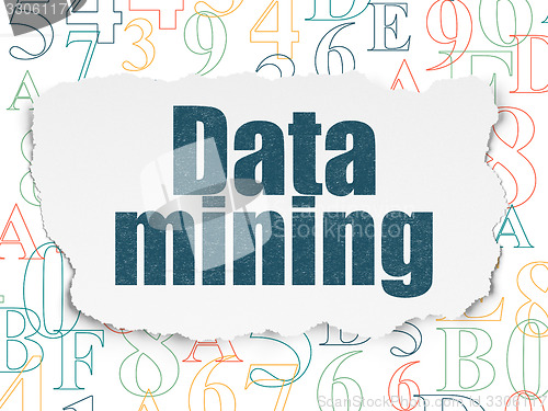Image of Information concept: Data Mining on Torn Paper background