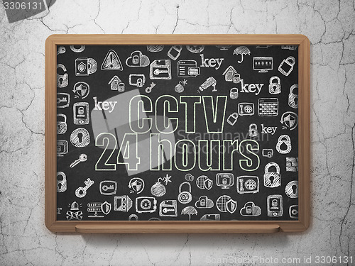 Image of Safety concept: CCTV 24 hours on School Board background