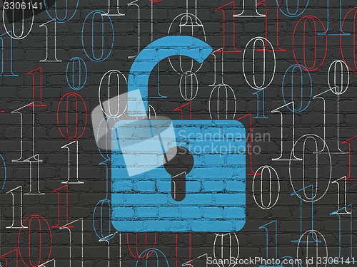 Image of Privacy concept: Opened Padlock on wall background