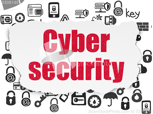Image of Protection concept: Cyber Security on Torn Paper background