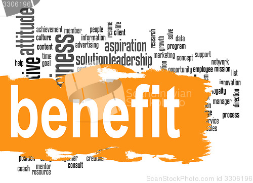 Image of Benefit word cloud with yellow banner