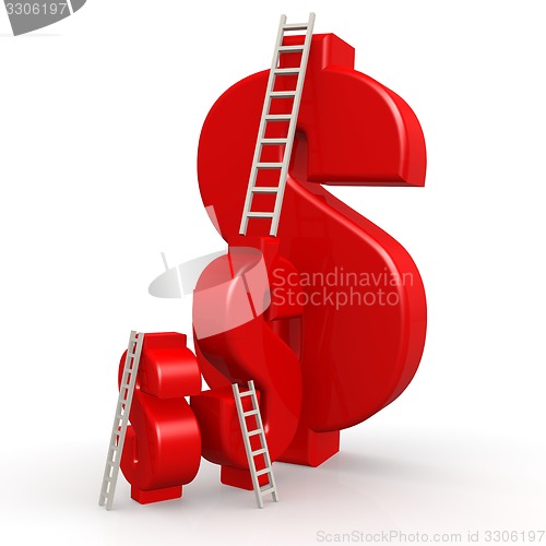 Image of Red dollar signs with ladder
