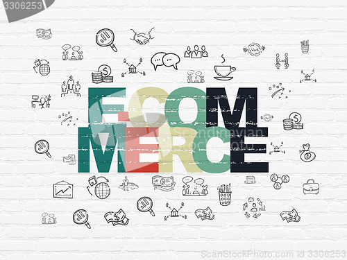 Image of Business concept: E-commerce on wall background