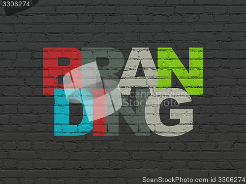 Image of Marketing concept: Branding on wall background