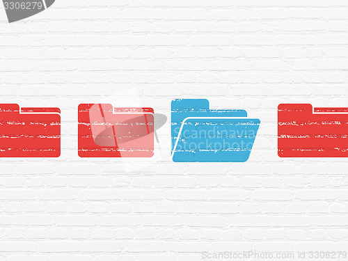 Image of Business concept: folder icon on wall background