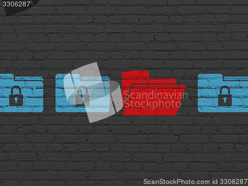 Image of Business concept: folder icon on wall background