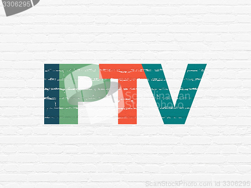 Image of Web design concept: IPTV on wall background