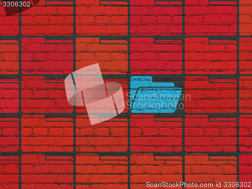 Image of Business concept: folder icon on wall background