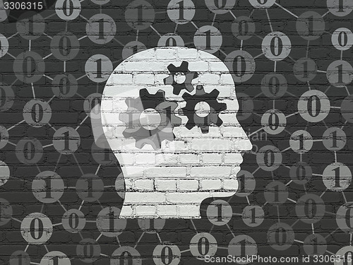 Image of Business concept: Head With Gears on wall background