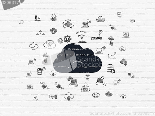 Image of Cloud technology concept: Cloud on wall background