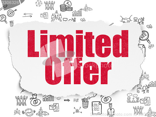 Image of Business concept: Limited Offer on Torn Paper background