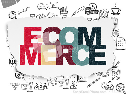 Image of Finance concept: E-commerce on Torn Paper background