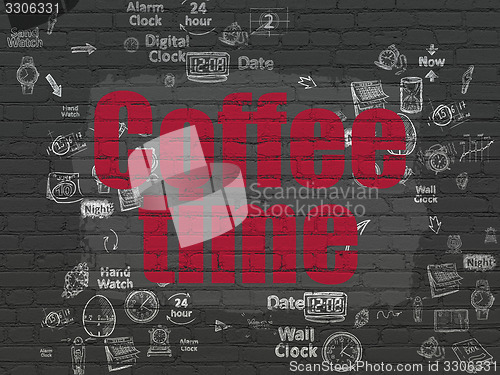 Image of Time concept: Coffee Time on wall background