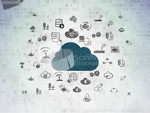 Image of Cloud networking concept: Cloud on Digital Paper background