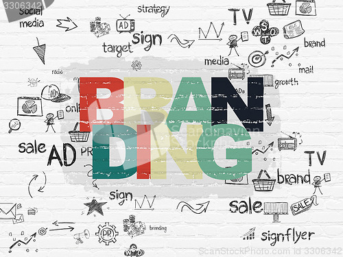 Image of Advertising concept: Branding on wall background