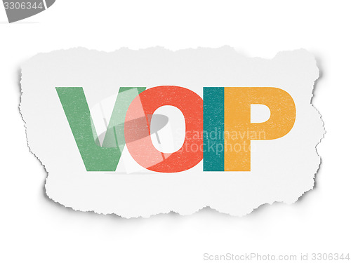 Image of Web development concept: VOIP on Torn Paper background