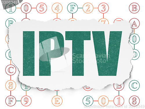 Image of Web design concept: IPTV on Torn Paper background