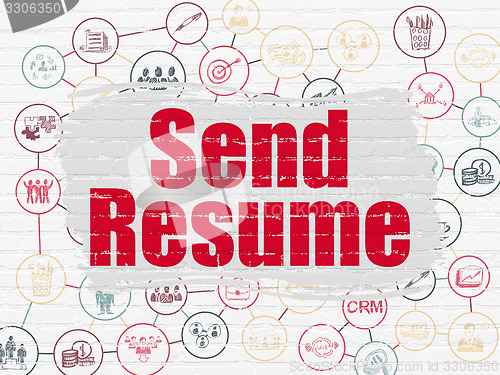 Image of Finance concept: Send Resume on wall background