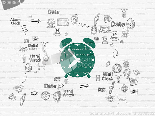 Image of Time concept: Alarm Clock on wall background