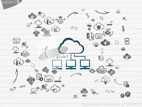 Image of Cloud technology concept: Cloud Network on wall background