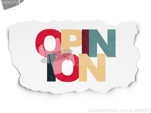 Image of Advertising concept: Opinion on Torn Paper background