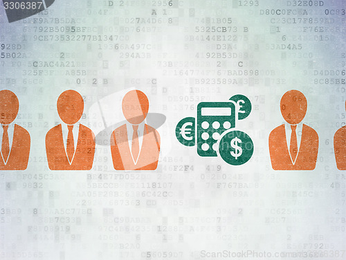 Image of Business concept: calculator icon on Digital Paper background