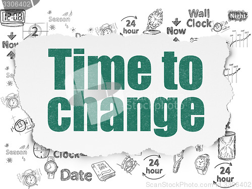 Image of Timeline concept: Time to Change on Torn Paper background