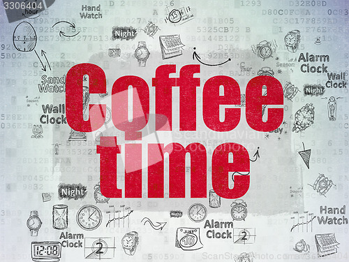 Image of Time concept: Coffee Time on Digital Paper background