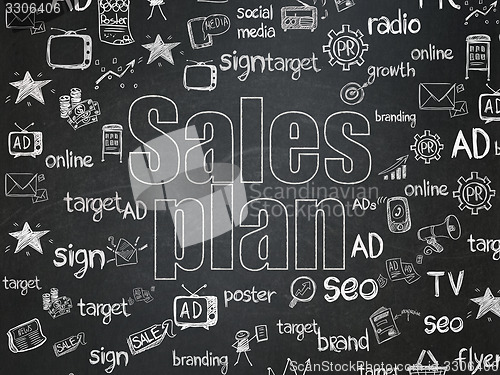 Image of Marketing concept: Sales Plan on School Board background