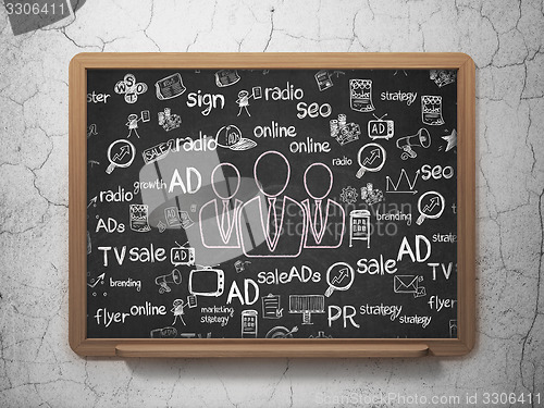 Image of Marketing concept: Business People on School Board background