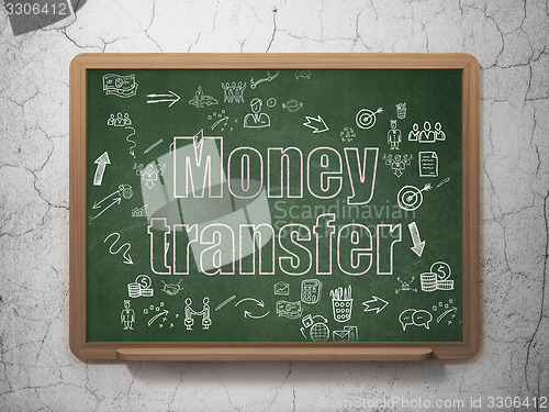 Image of Finance concept: Money Transfer on School Board background
