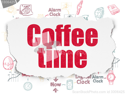Image of Timeline concept: Coffee Time on Torn Paper background