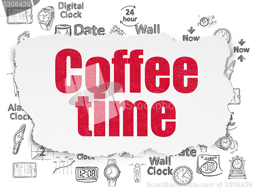 Image of Timeline concept: Coffee Time on Torn Paper background