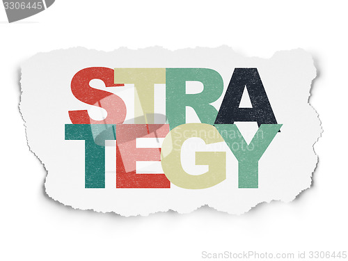 Image of Finance concept: Strategy on Torn Paper background