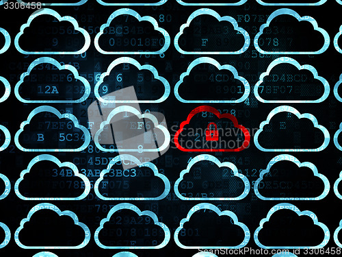 Image of Cloud technology concept: cloud with padlock icon on Digital background