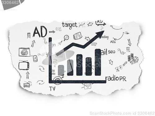 Image of Advertising concept: Growth Graph on Torn Paper background