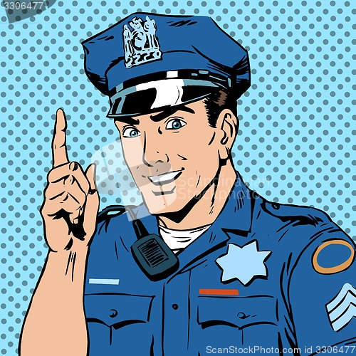 Image of police officer warns draws attention profession smile law and or