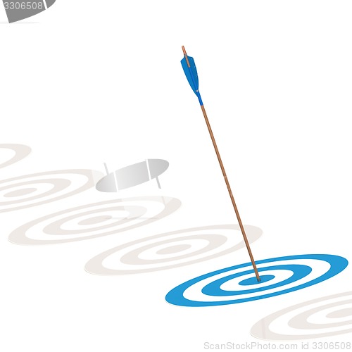 Image of Arrow hitting the center of a blue board