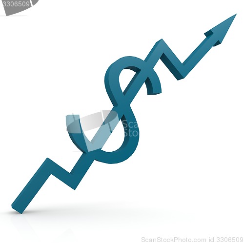Image of Blue graph with dollar sign up