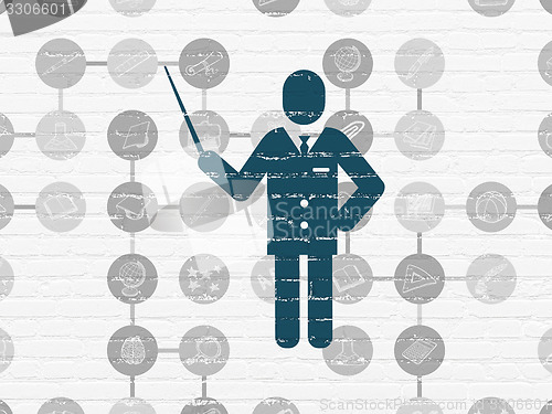 Image of Learning concept: Teacher on wall background