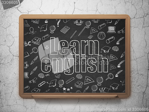 Image of Learning concept: Learn English on School Board background