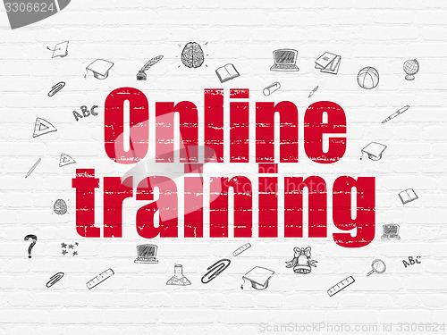 Image of Education concept: Online Training on wall background