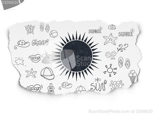 Image of Travel concept: Sun on Torn Paper background