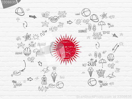Image of Travel concept: Sun on wall background