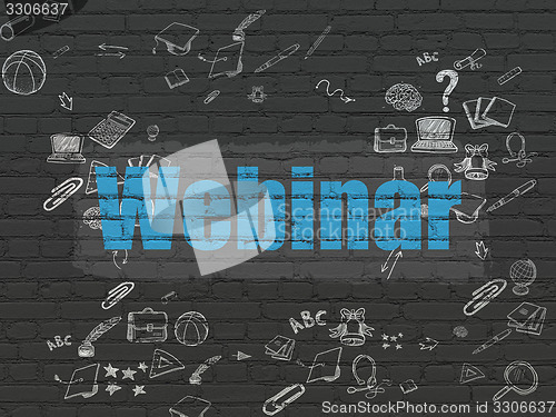 Image of Education concept: Webinar on wall background