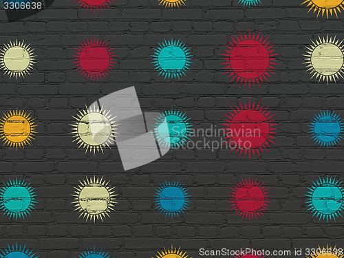 Image of Travel concept: Sun icons on wall background