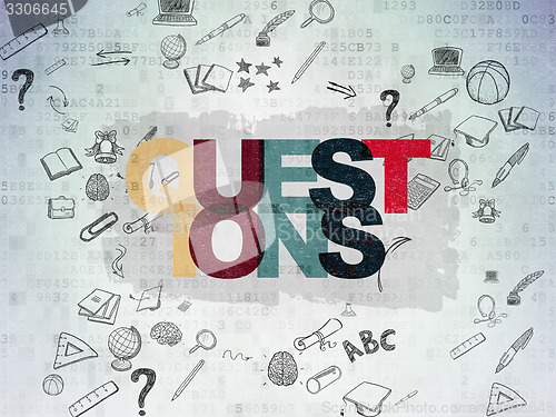 Image of Studying concept: Questions? on Digital Paper background