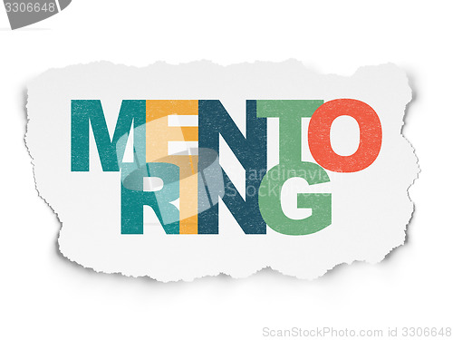 Image of Education concept: Mentoring on Torn Paper background