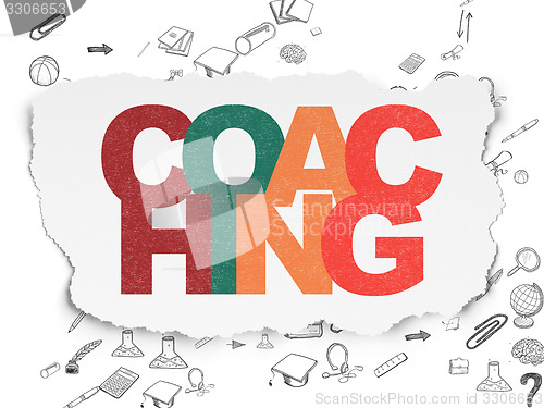 Image of Learning concept: Coaching on Torn Paper background