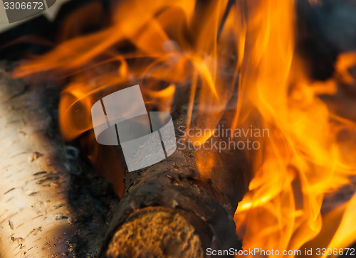 Image of Burning fire wood